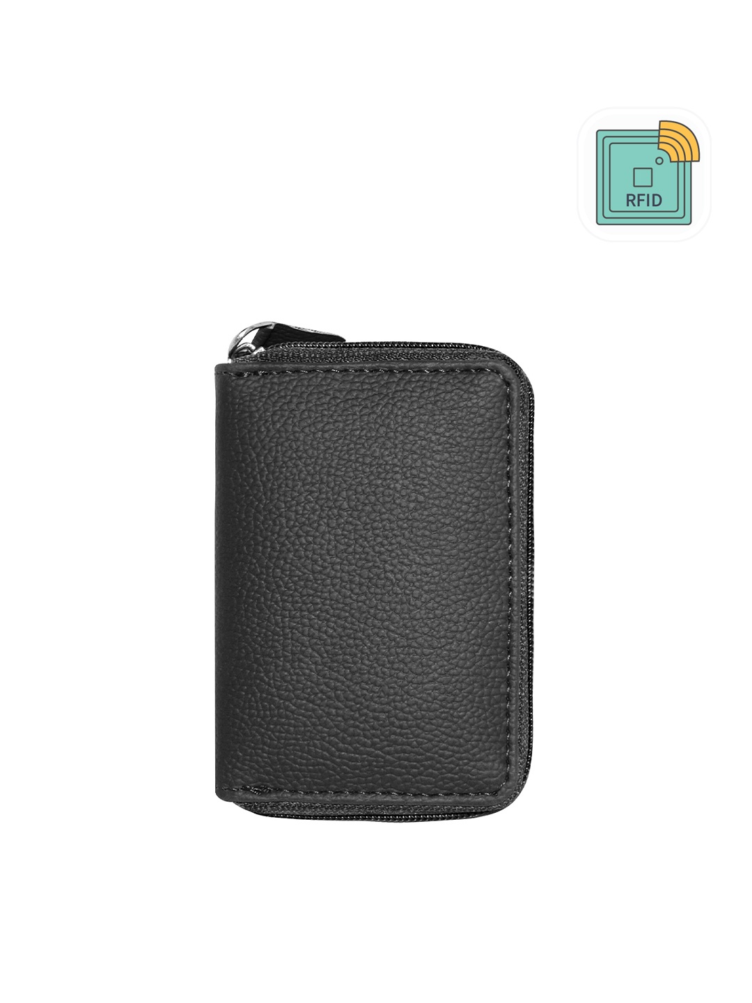 

GREEN DRAGONFLY Textured Zip Around RFID Wallet, Black