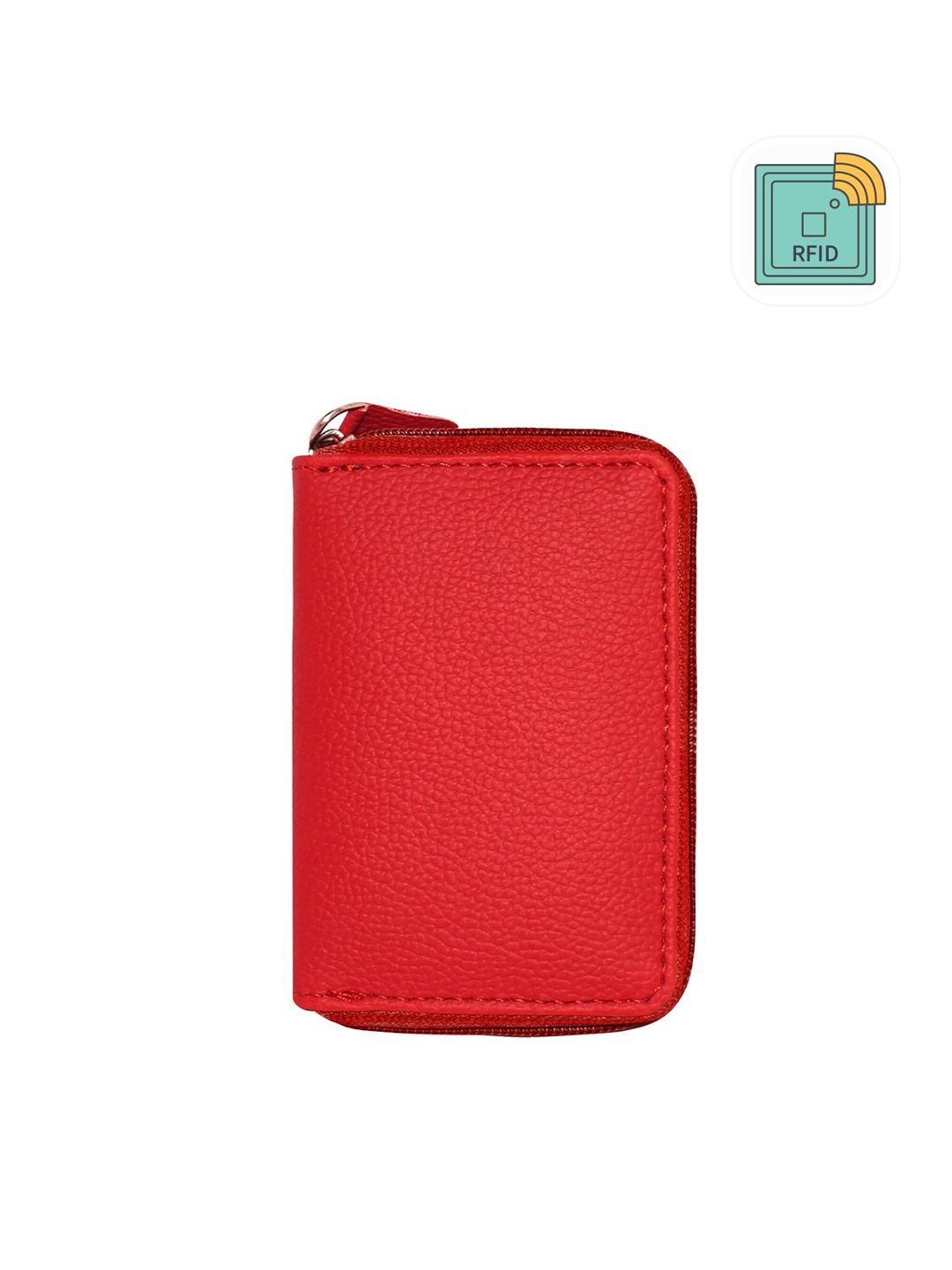 

GREEN DRAGONFLY Textured Zip Around RFID Wallet, Red