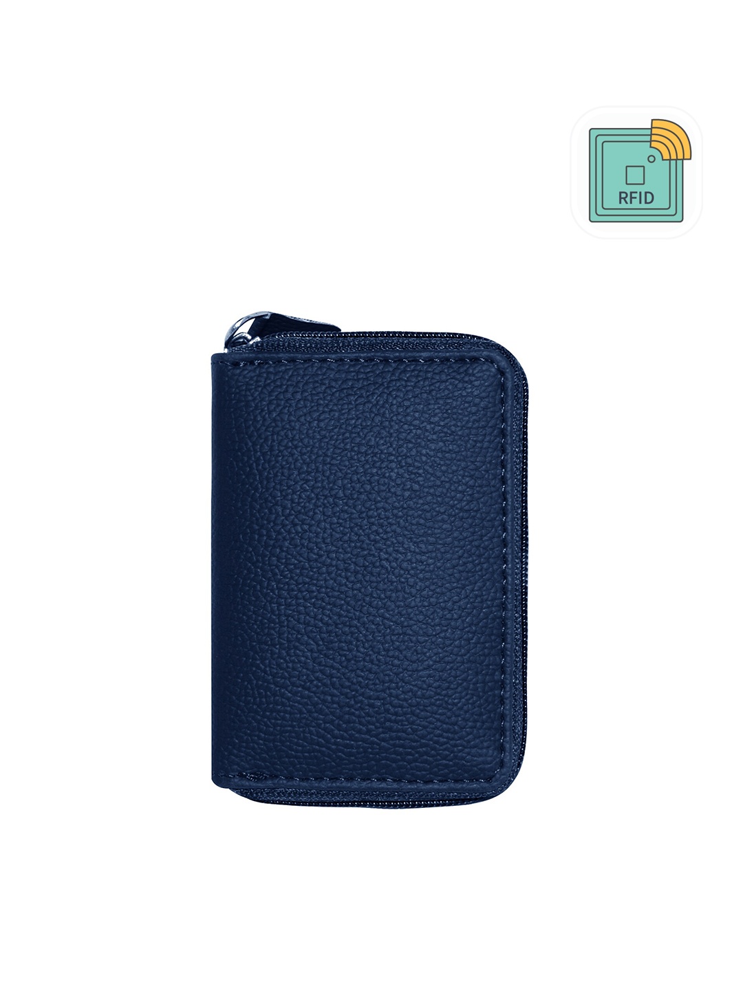 

GREEN DRAGONFLY Textured Zip Around RFID Wallet, Navy blue