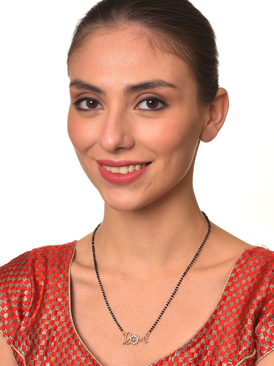 

Anouk Set Of 2 Gold-Plated & AD-Studded Black Beaded Mangalsutra