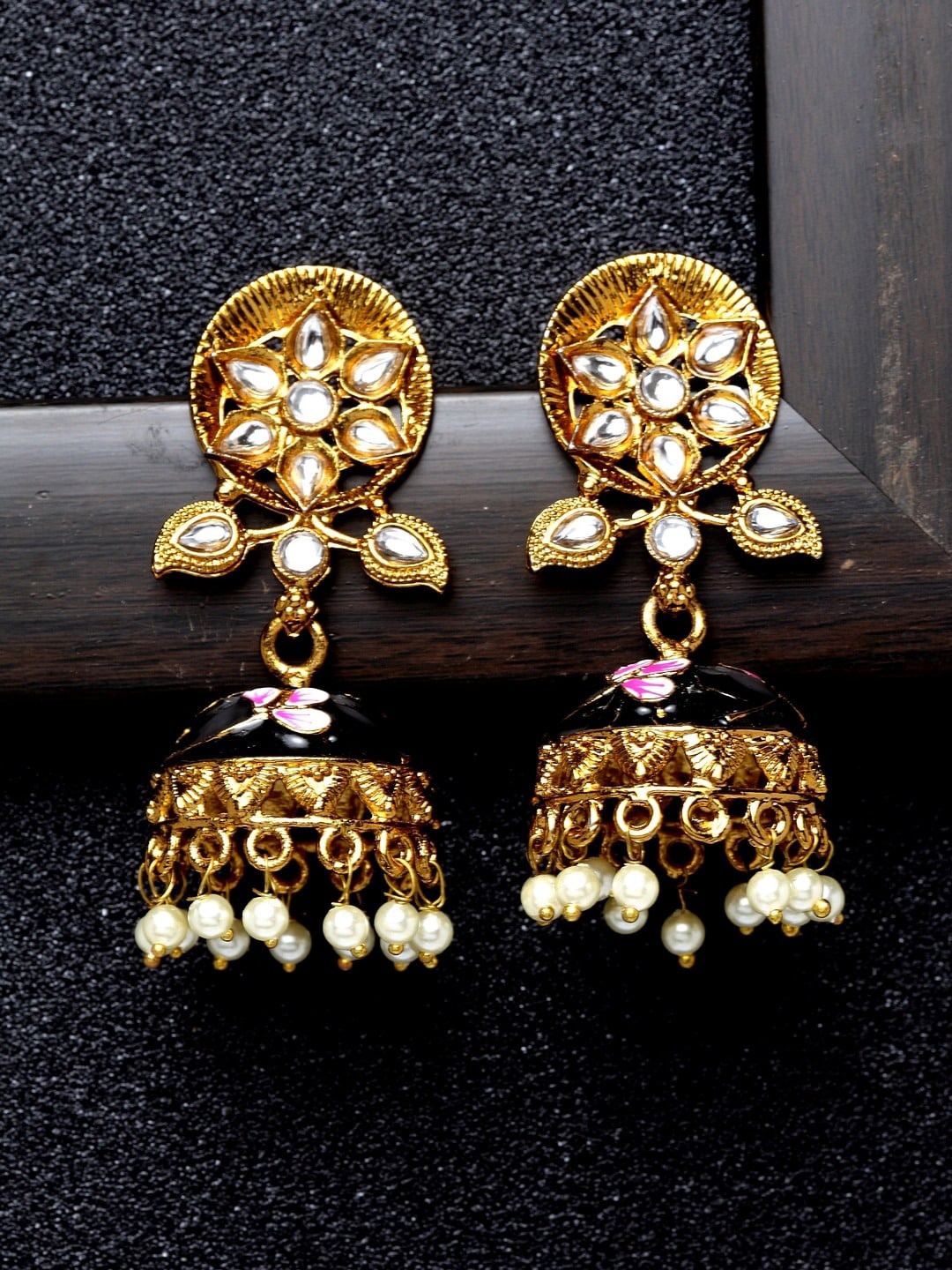 

Ibtida Gold-Plated Dome Shaped Jhumkas Earrings