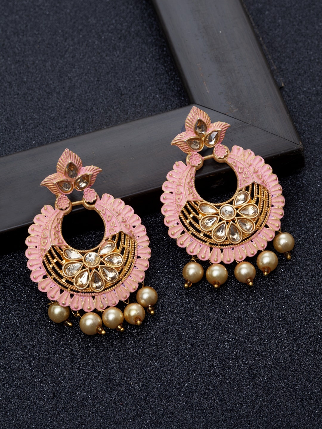 

Ibtida Gold-Plated Beaded Circular Chandbalis Earrings