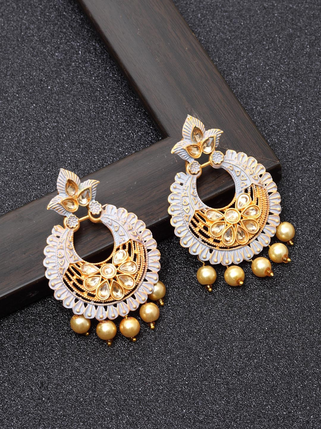 

Ibtida Gold-Plated Beaded Circular Chandbalis Earrings