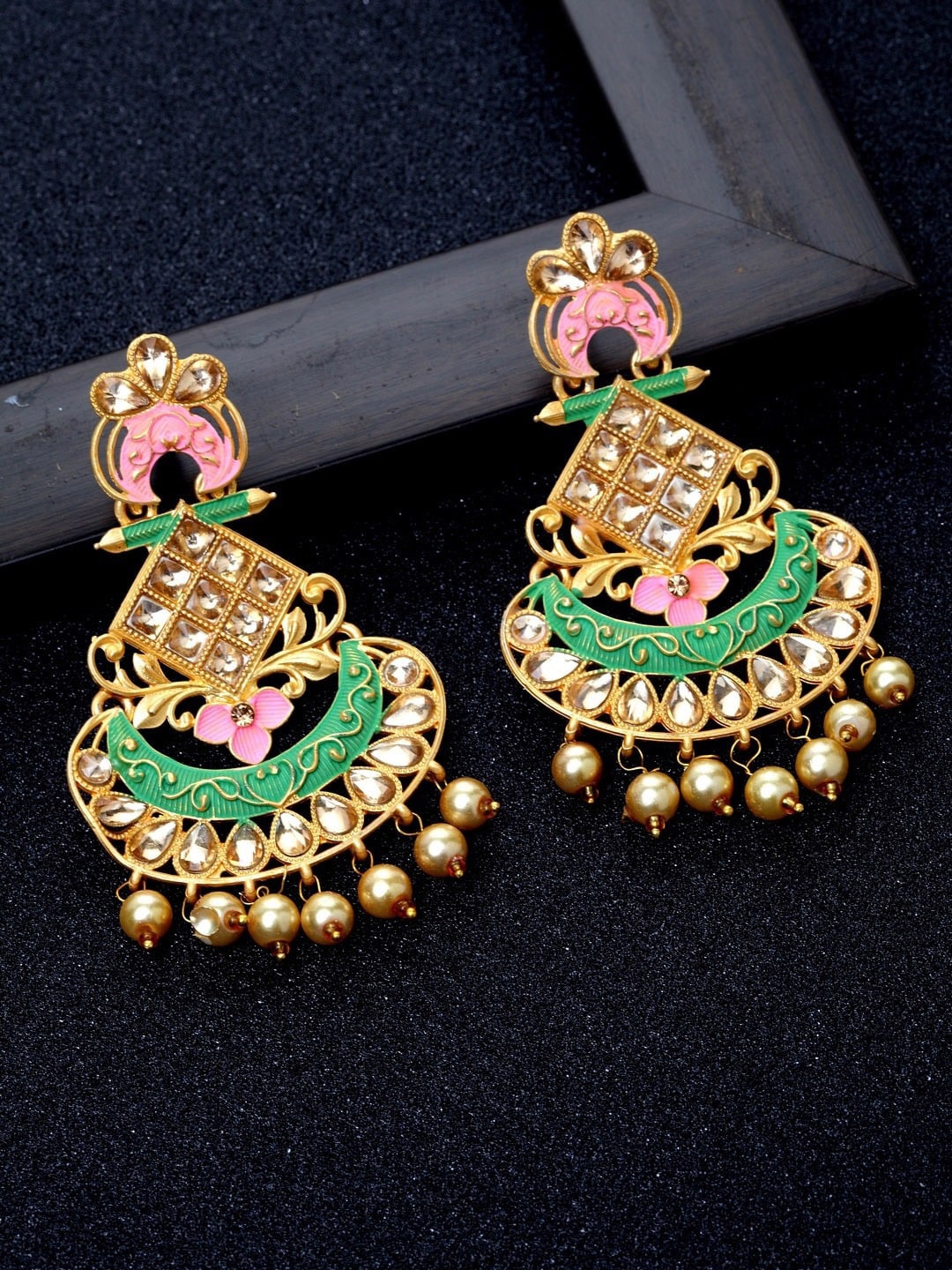 

Ibtida Gold-Plated Diamond Shaped Chandbalis Earrings