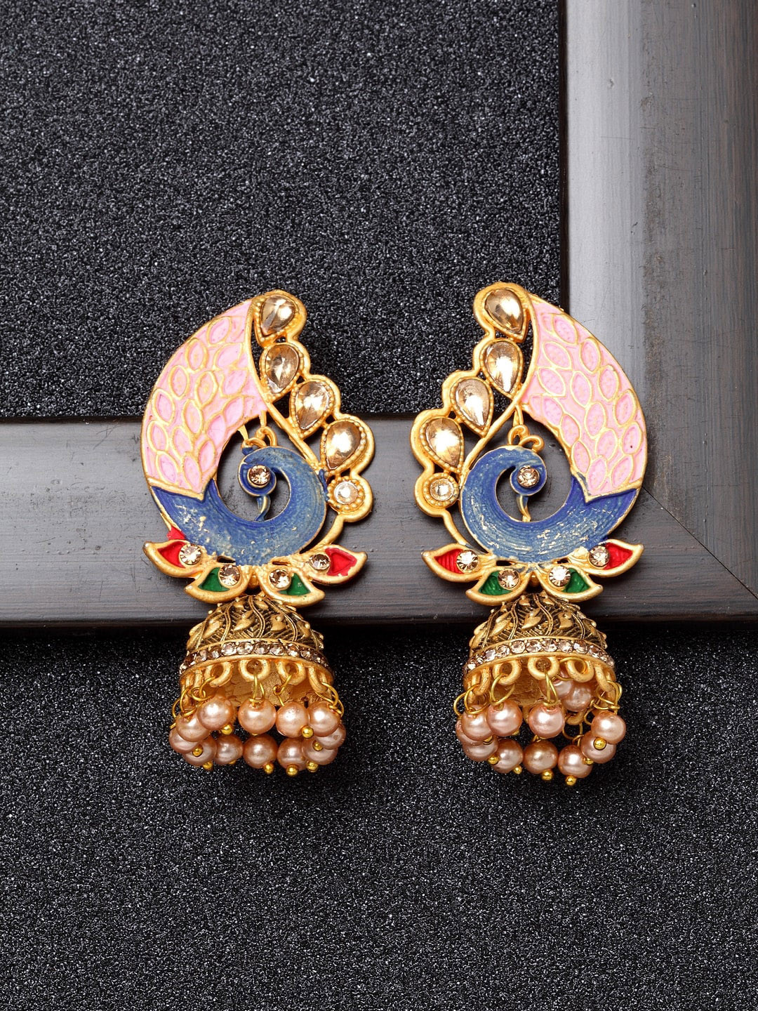

Ibtida Gold-Plated Dome Shaped Jhumkas Earrings