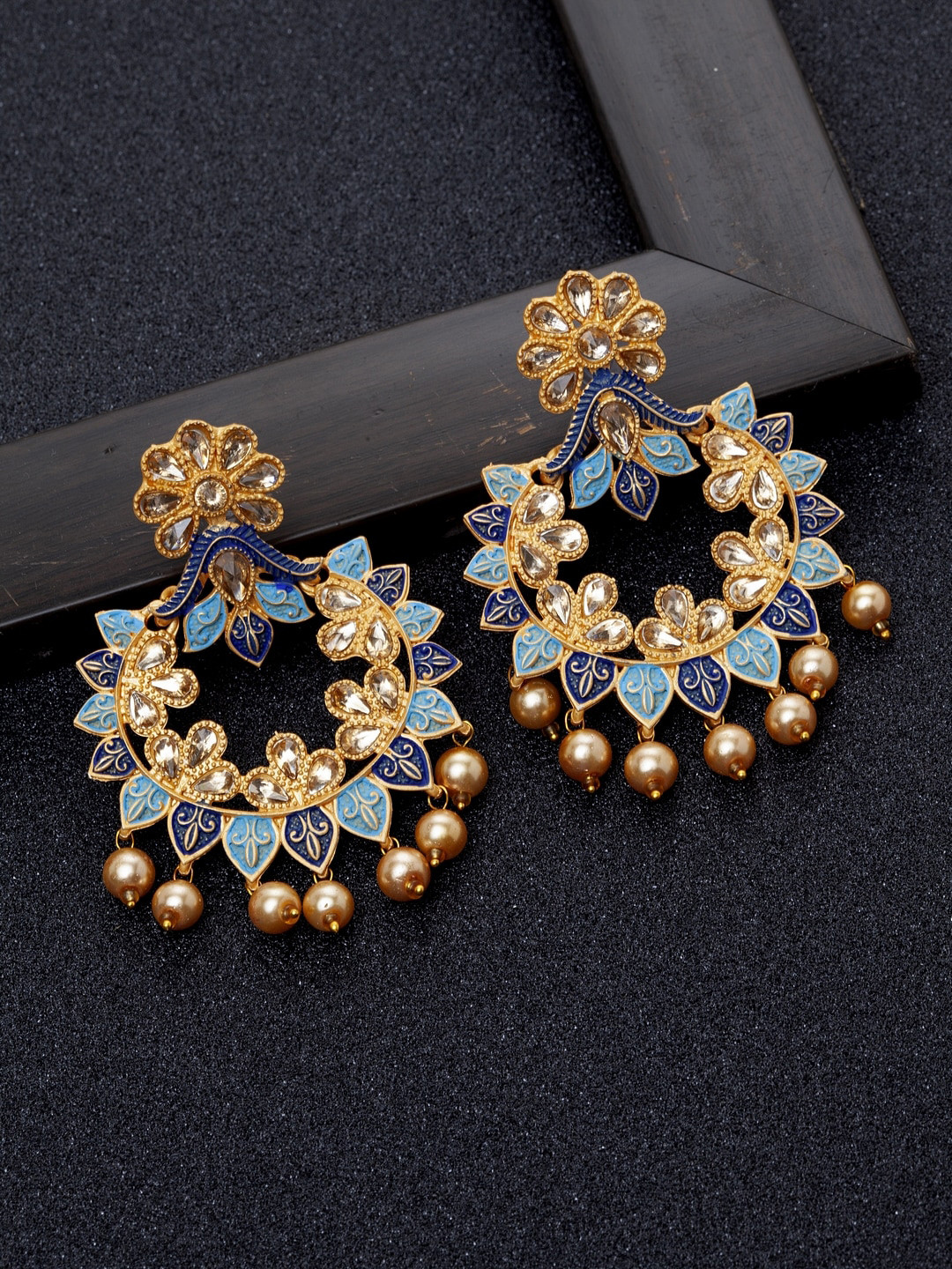 

Ibtida Gold-Plated Beaded Circular Chandbalis Earrings