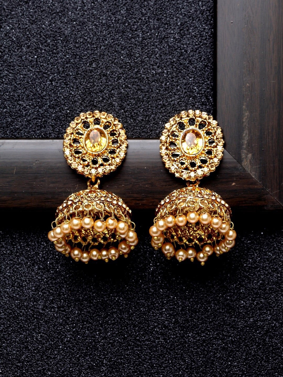 

Ibtida Gold-Plated Dome Shaped Jhumkas