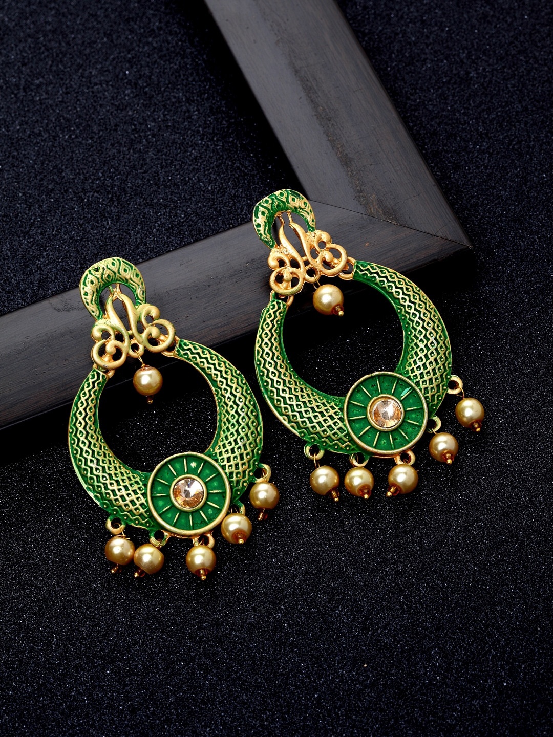 

Ibtida Gold-Plated Beaded Circular Chandbalis Earrings