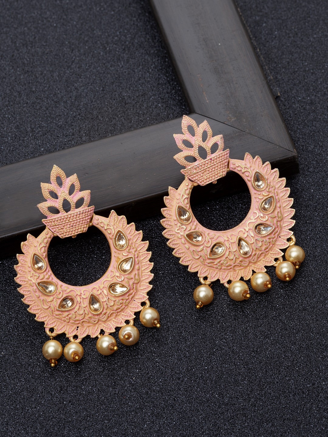 

Ibtida Gold-Plated Beaded Circular Chandbalis Earrings