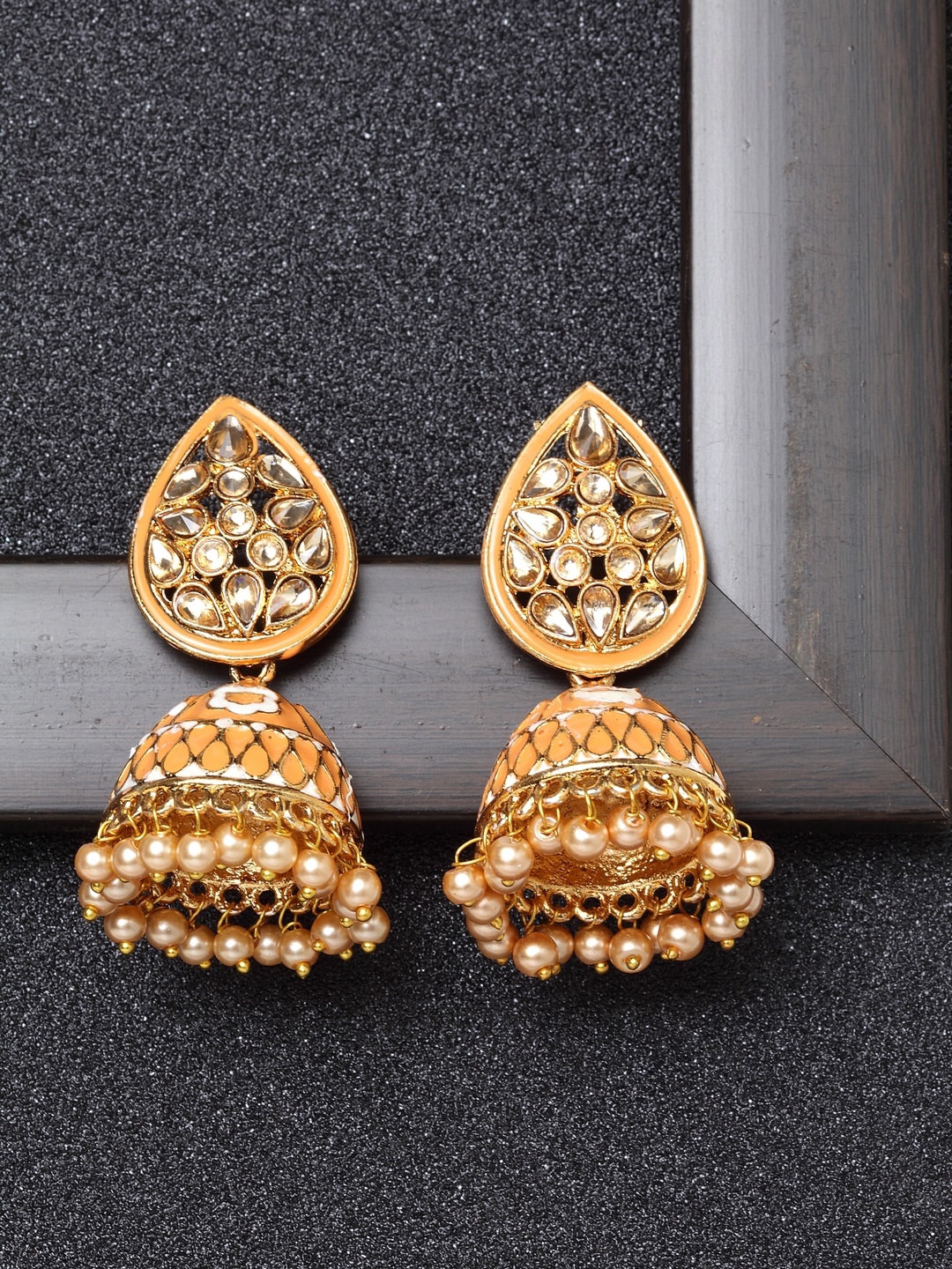 

Ibtida Gold-Plated Dome Shaped Jhumkas Earrings