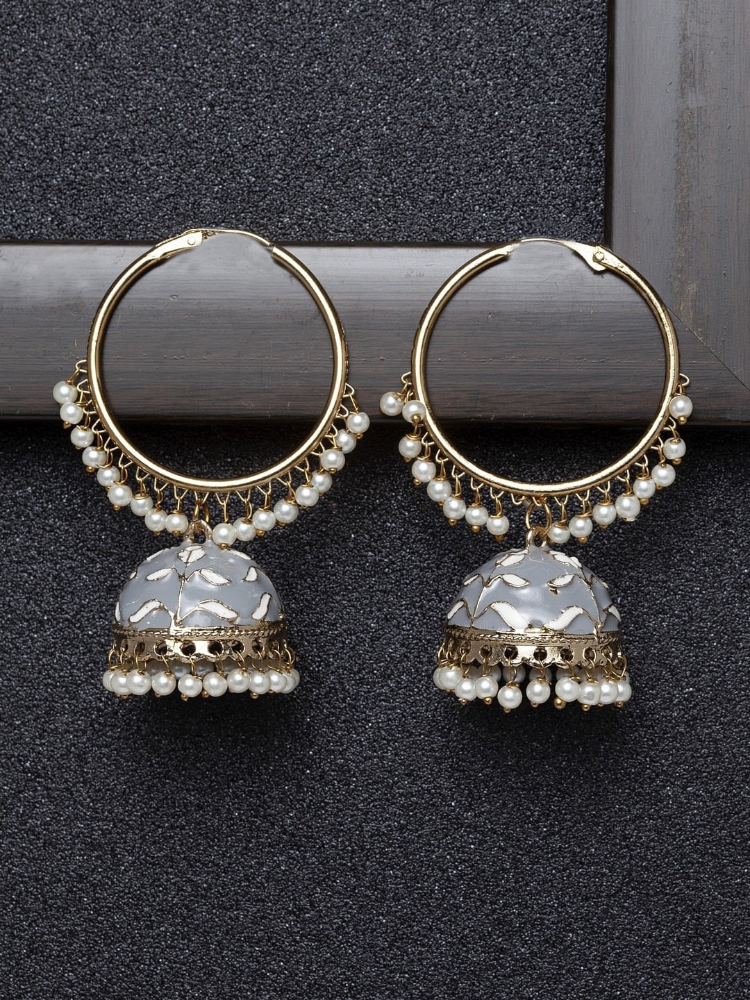 

Ibtida Gold-Plated Dome Shaped Jhumkas Earrings