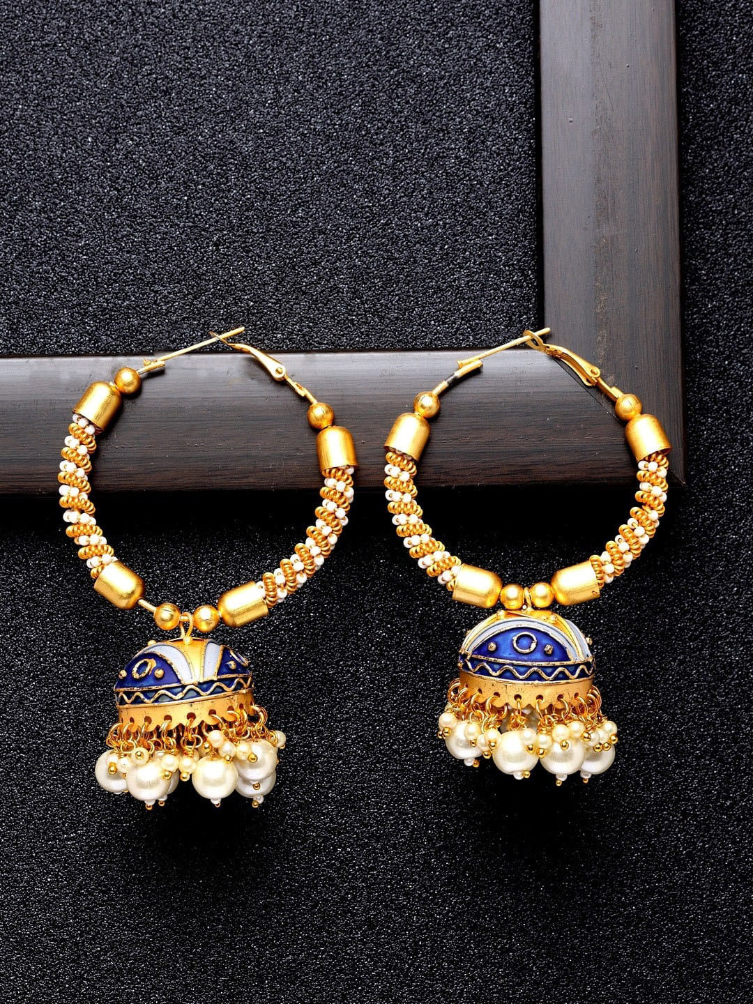 

Ibtida Gold-Plated Circular Beaded Jhumkas