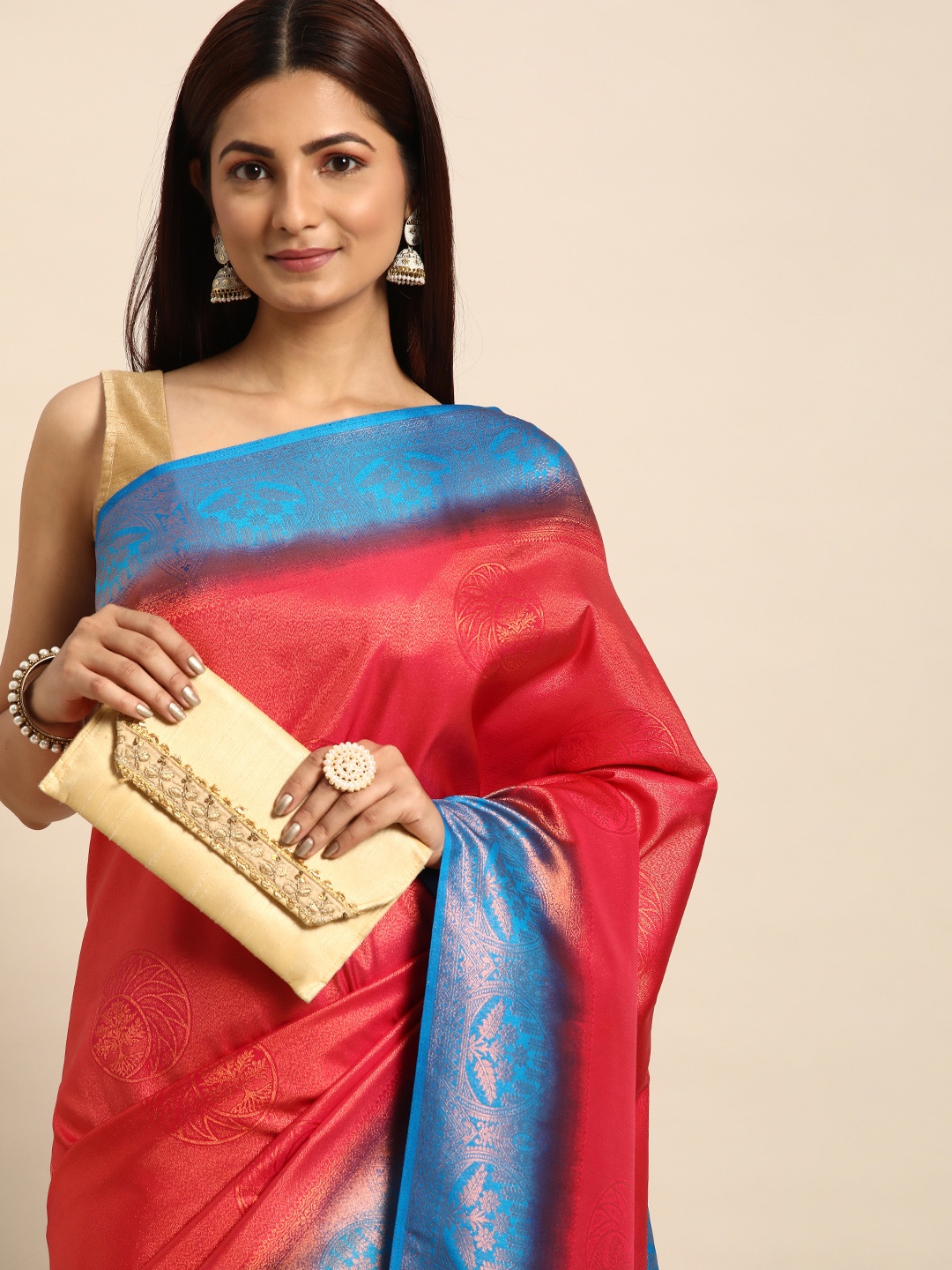 

Pothys Ethnic Motifs Zari Art Silk Banarasi Saree, Red