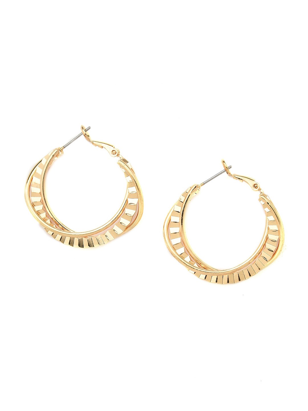 

W Circular Hoop Earrings, Gold