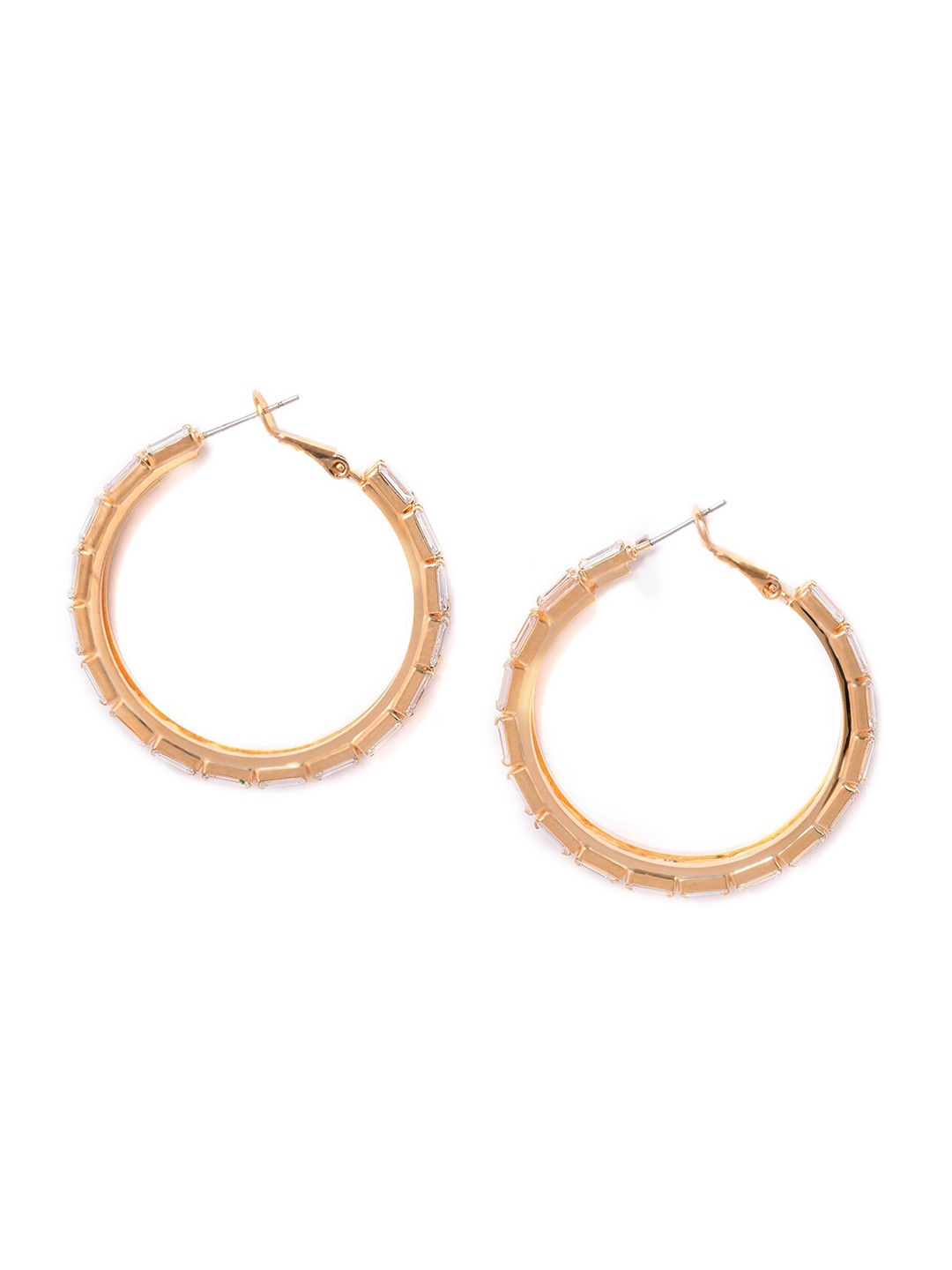 

W White Contemporary Cubic Zirconia Studded Hoop Earrings