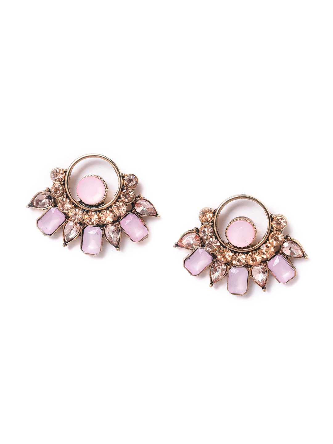 

W Pink Quirky Studs Earrings, Gold