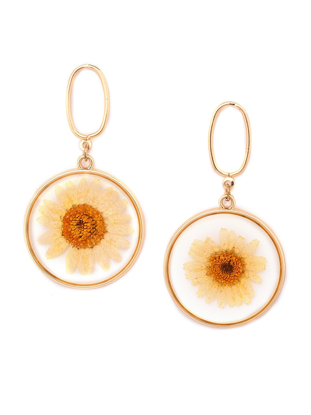 

W Yellow Contemporary Drop Earrings, Gold