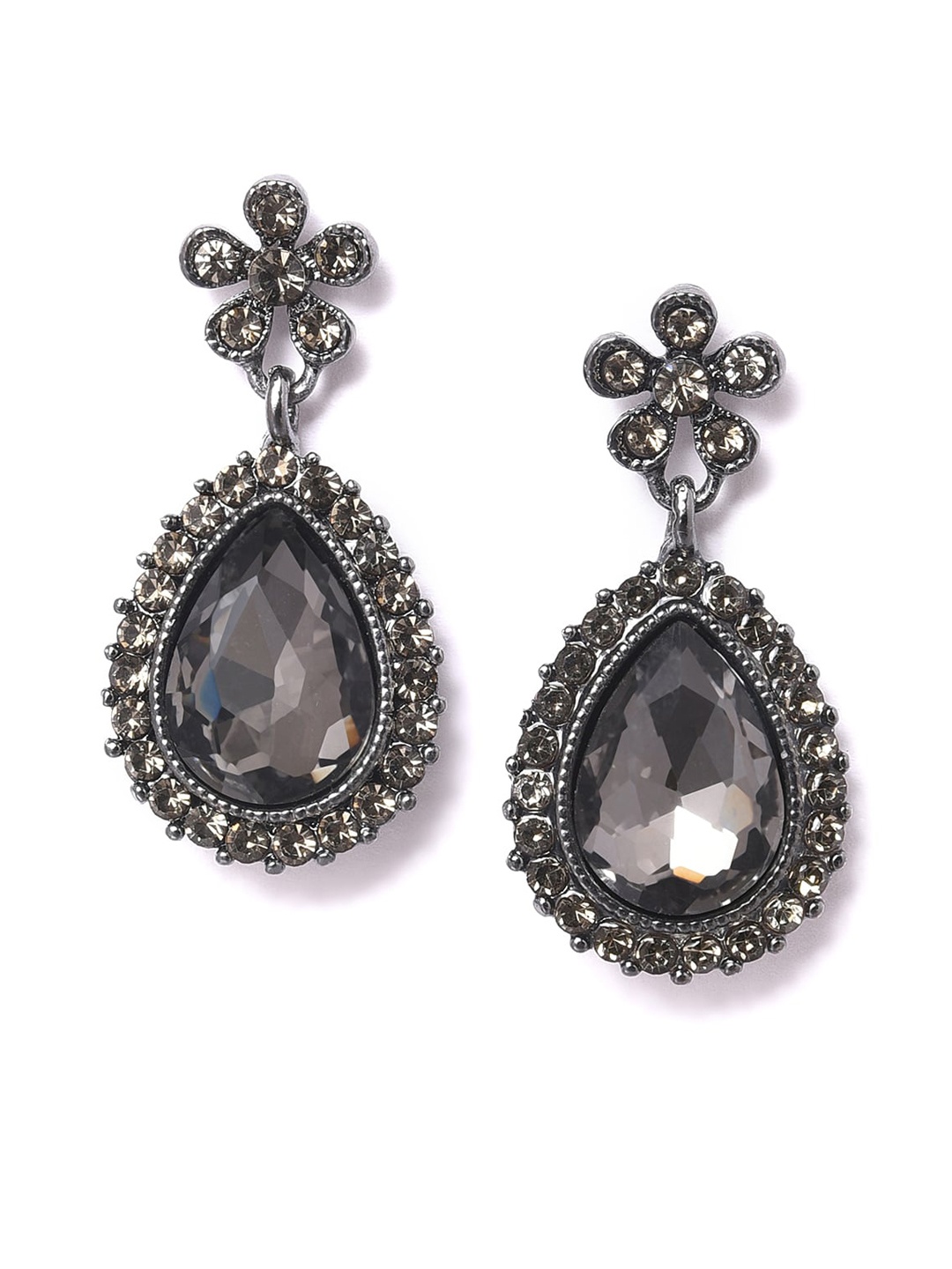 

W Silver-Plated Teardrop Shaped Drop Earrings