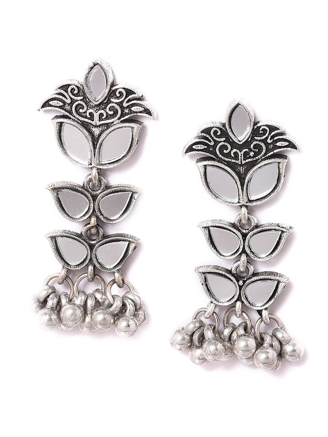 

W Silver-Plated Leaf Shaped Drop Earrings