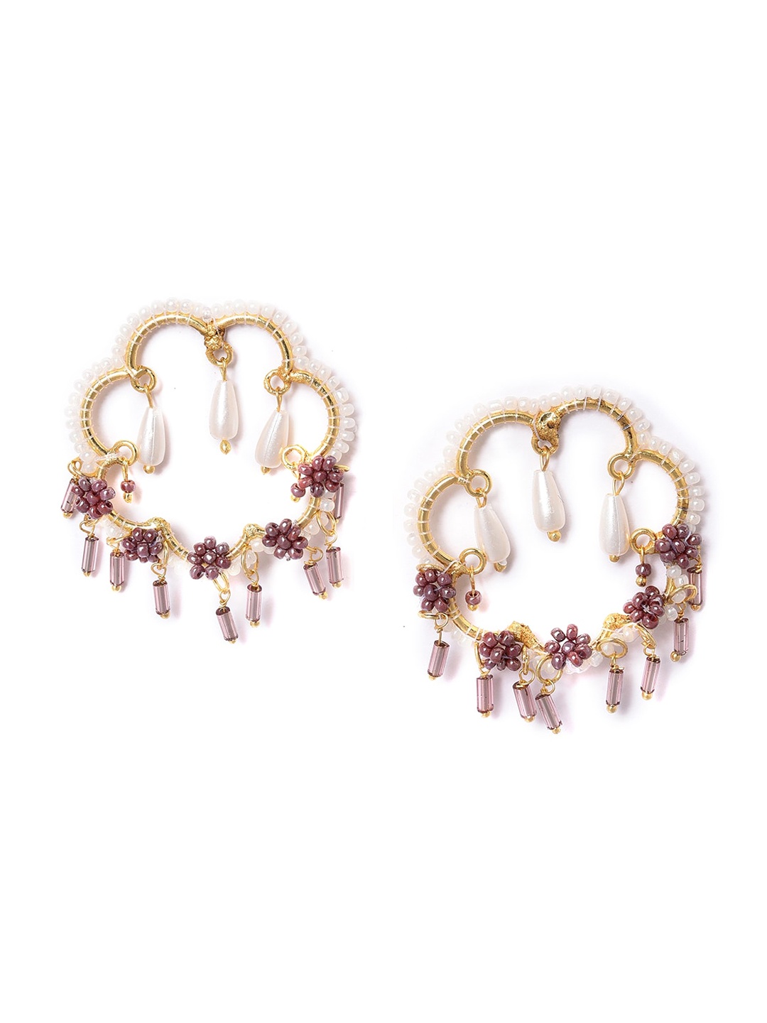 

W Gold Plated Floral Beaded Drop Earrings