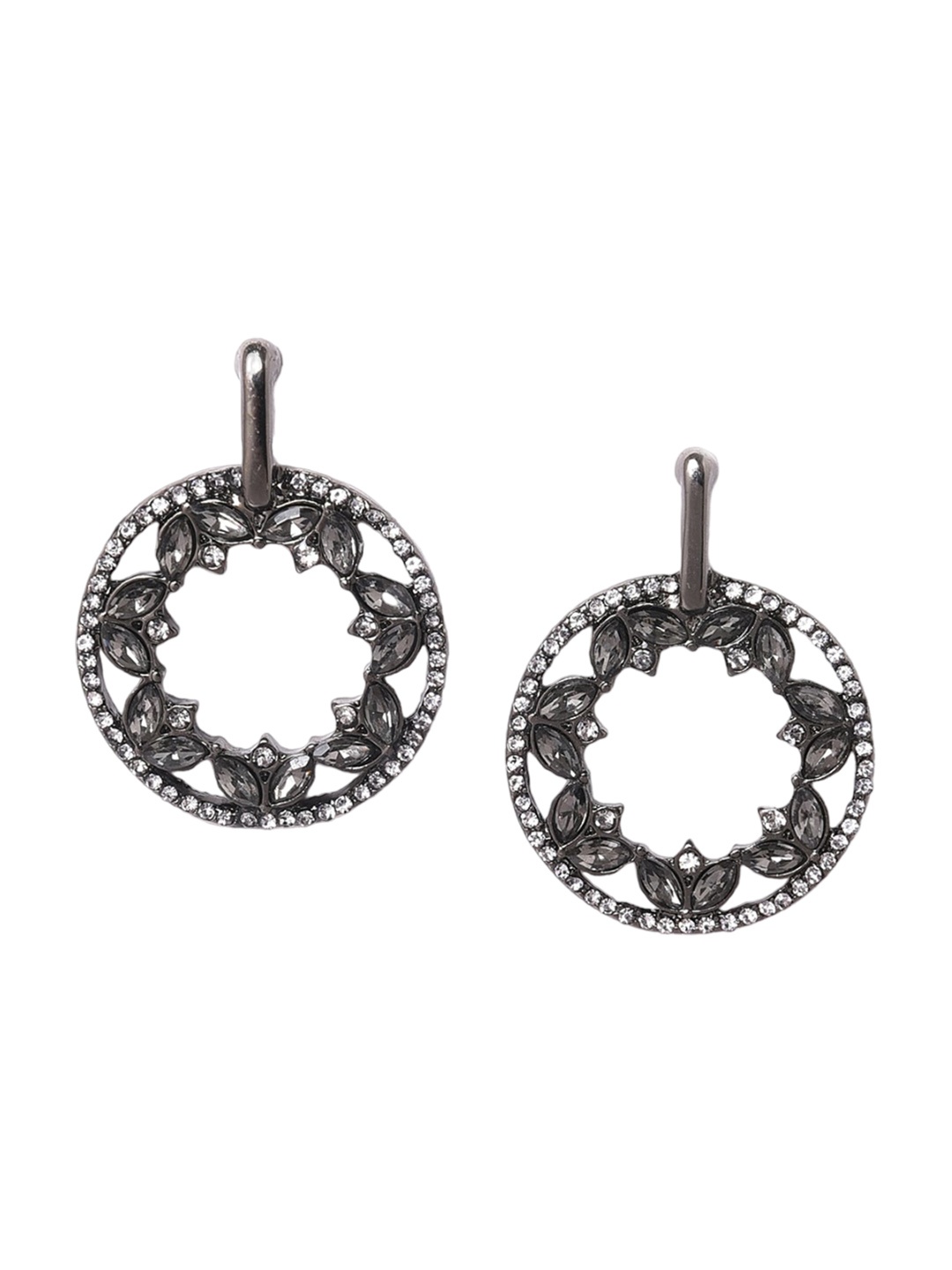

W Silver Plated Circular Drop Earrings