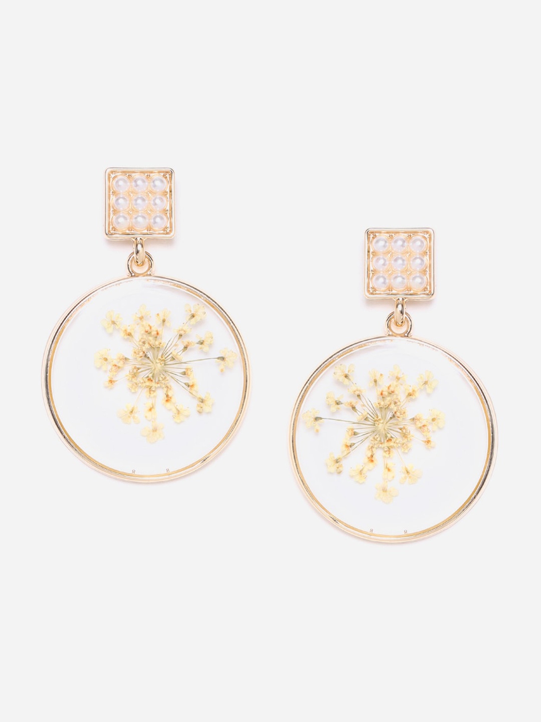 

W Circular Drop Earrings, Gold