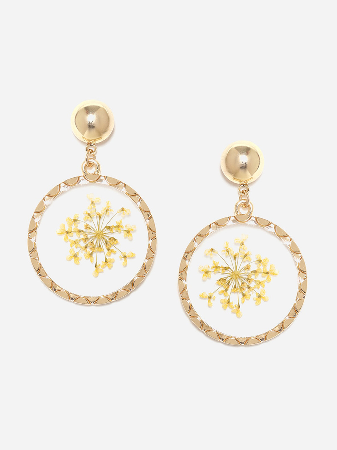 

W Gold Plated Yellow Circular Drop Earrings