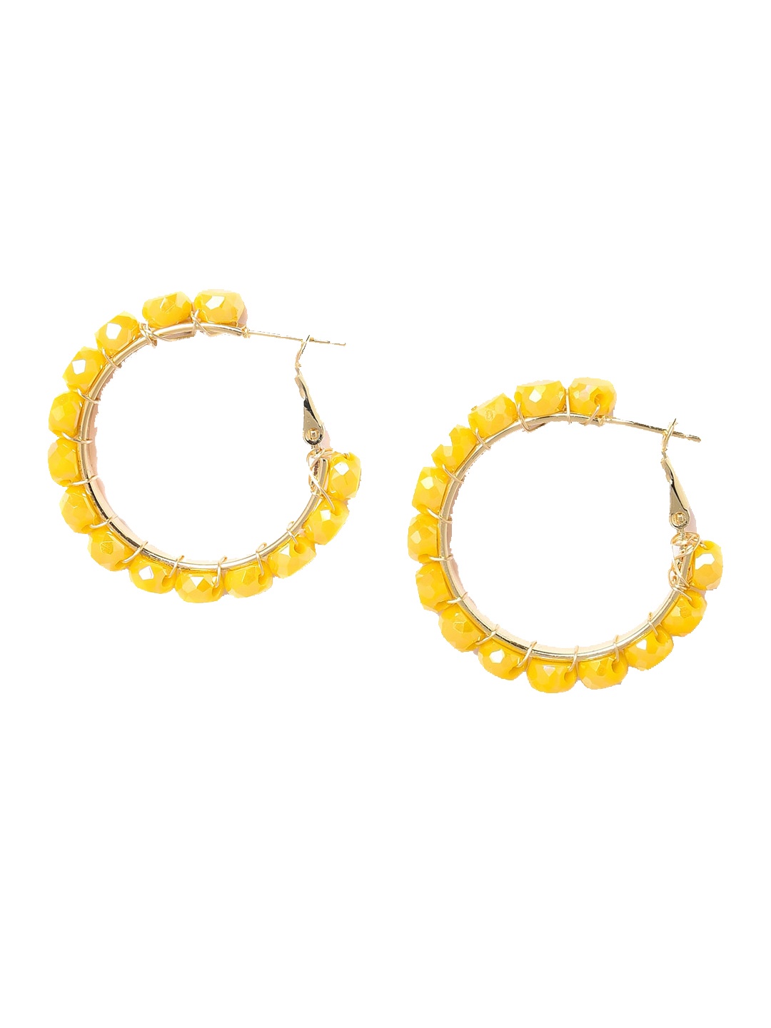 

W Yellow Circular Hoop Earrings, Gold