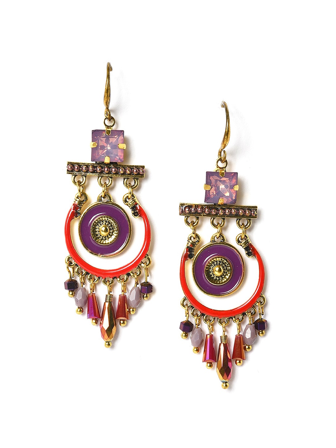 

W Gold Plated Quirky Beaded Drop Earrings
