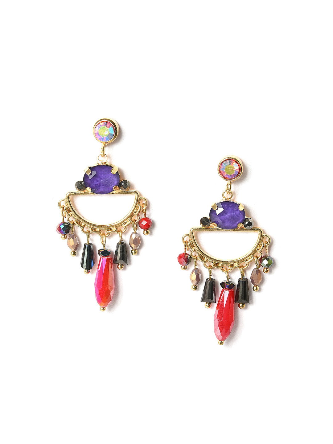 

W Blue Gold-Plated Crescent Shaped Chandbalis