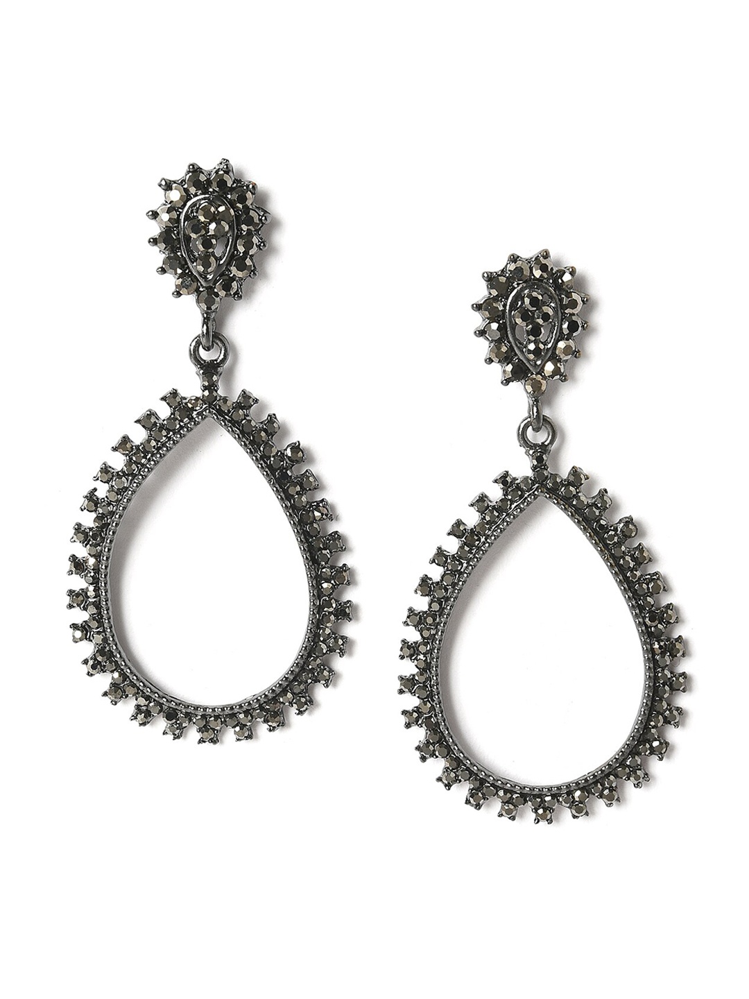 

W Silver-Plated Teardrop Shaped Drop Earrings
