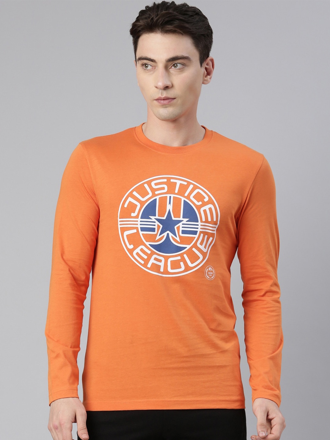 

Chennis Typography Printed Slim Fit Cotton T-shirt, Orange