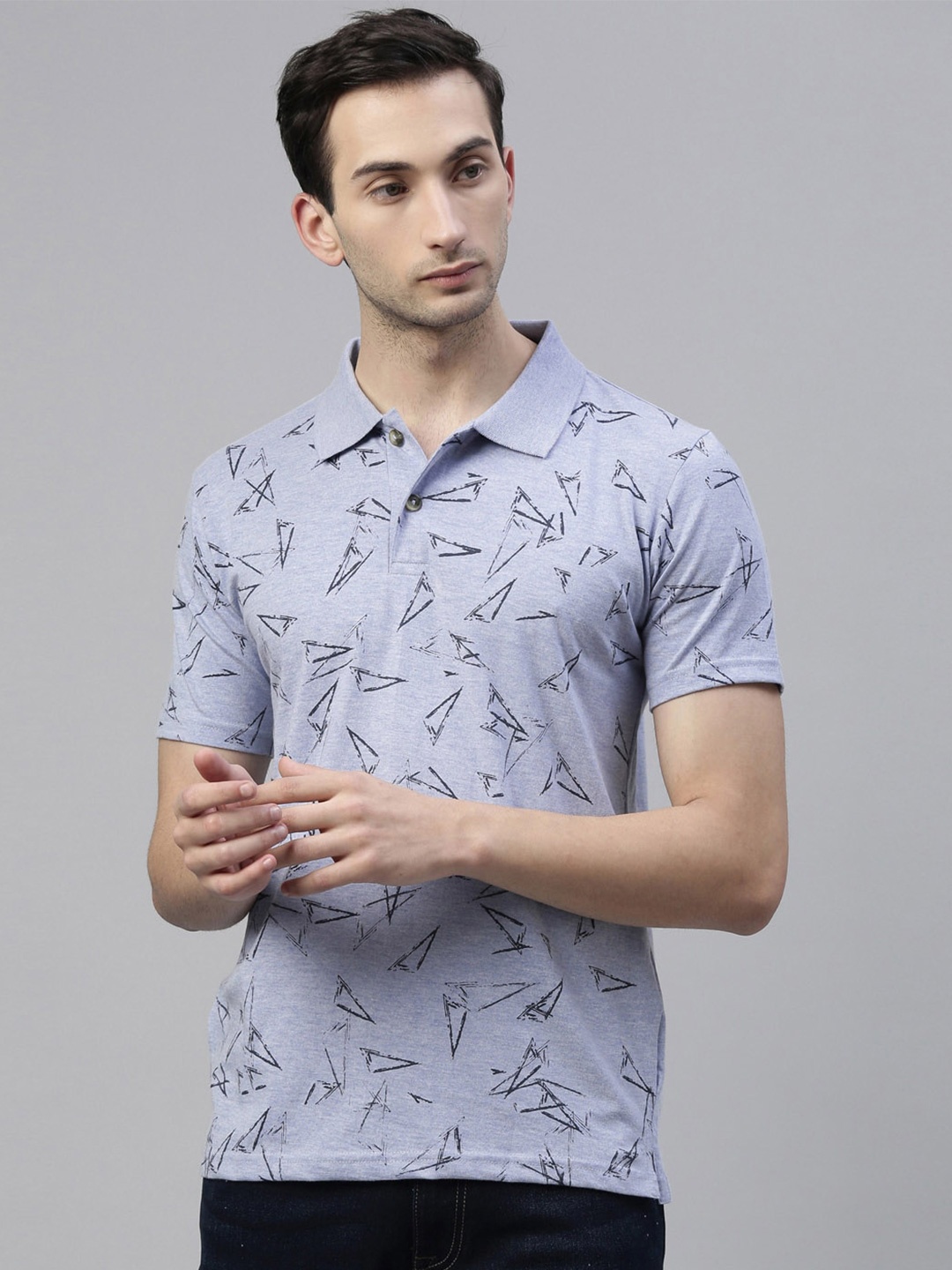 

Kryptic Printed Polo Collar Pure Cotton T-shirt, Blue