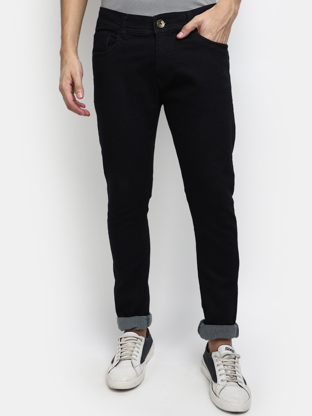 

V-Mart Men Clean Look Stretchable Cotton Denim Jeans, Black