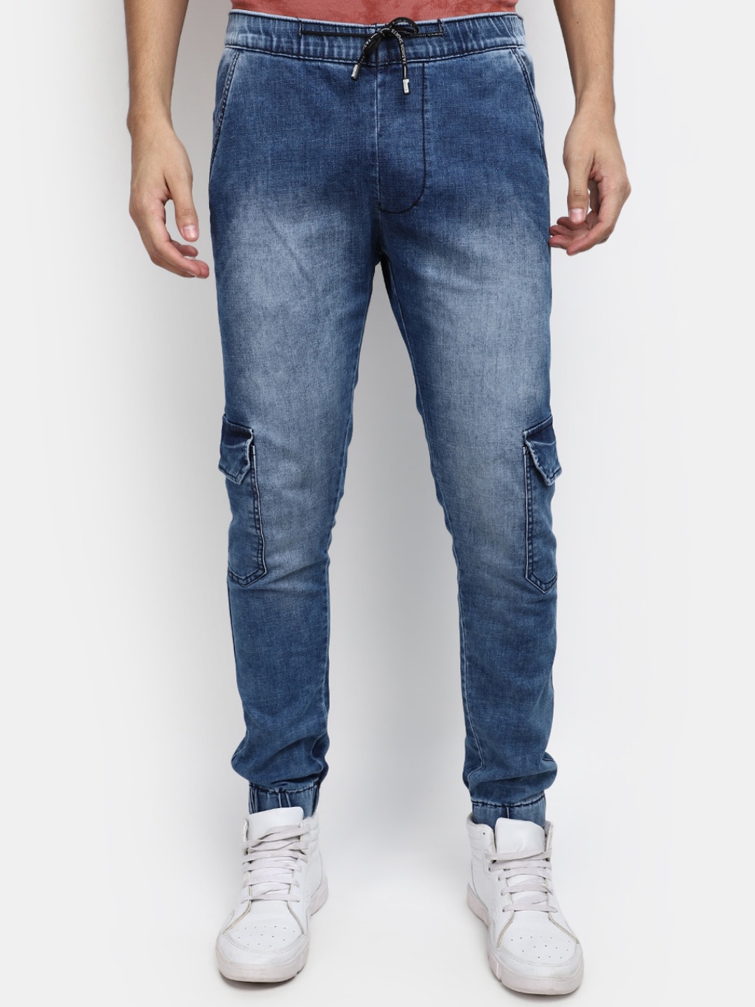 

V-Mart Men Heavy Fade Clean Look Stretchable Denim Jogger Jeans, Blue