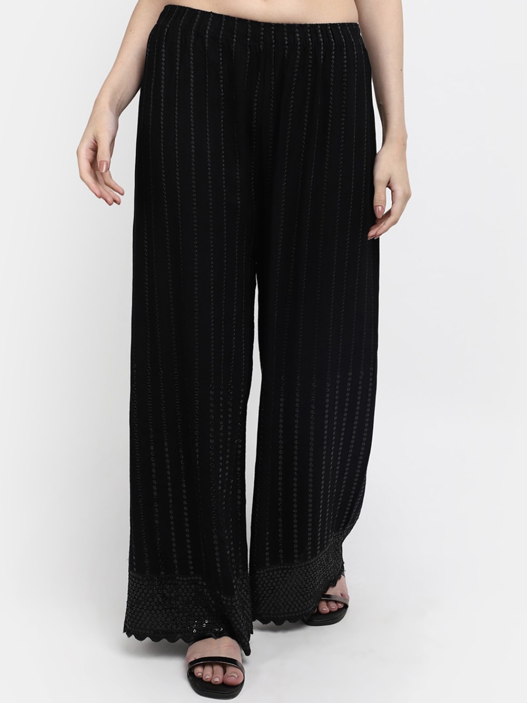 

V-Mart Women Clean Look Mid Rise Parallel Trousers, Black