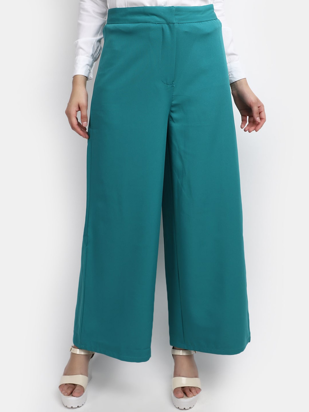 

V-Mart Women Mid Rise Cotton Trousers, Green