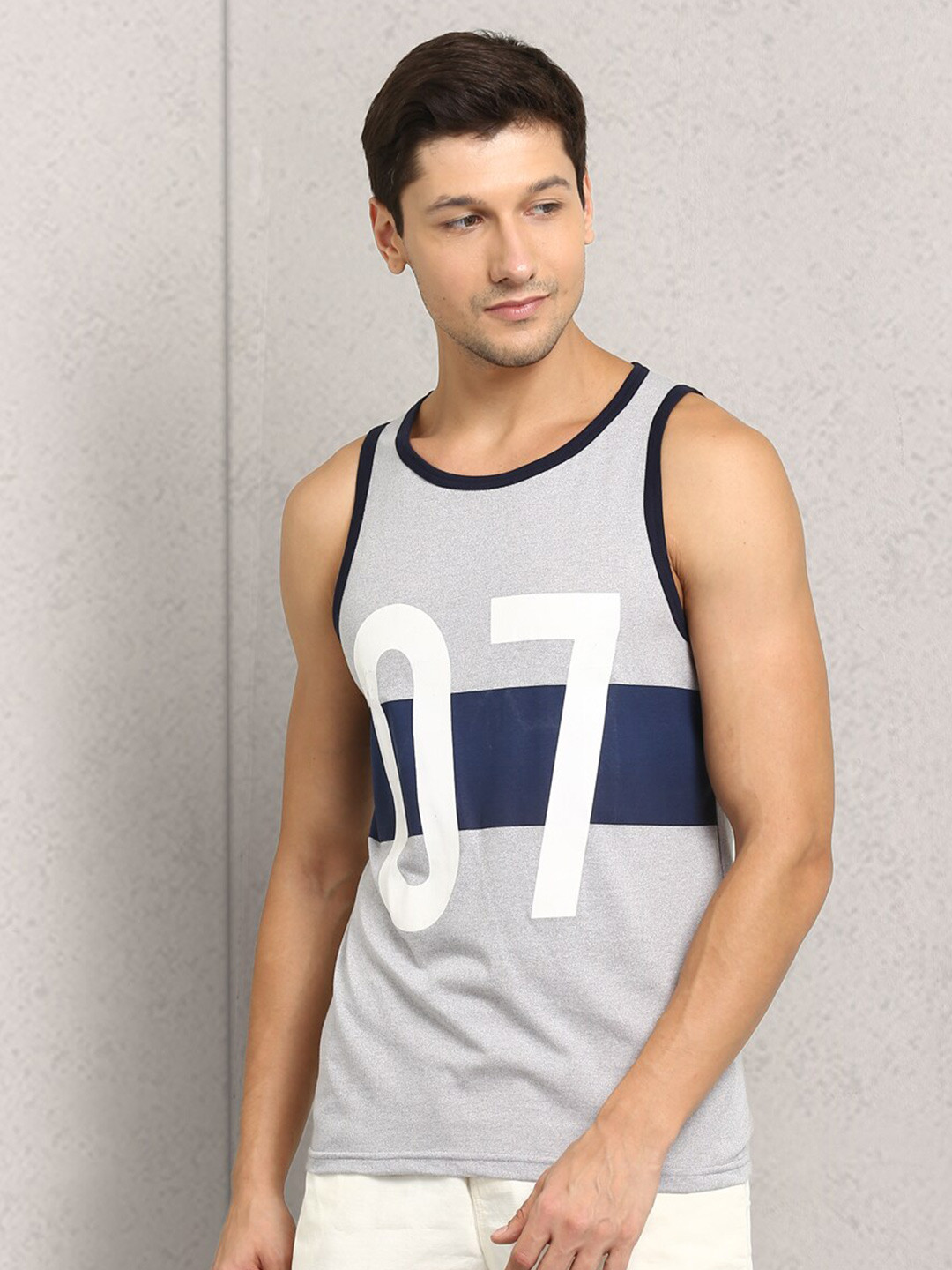 

Metronaut Men Typography Printed Cotton Sleeveless T-shirt, Navy blue
