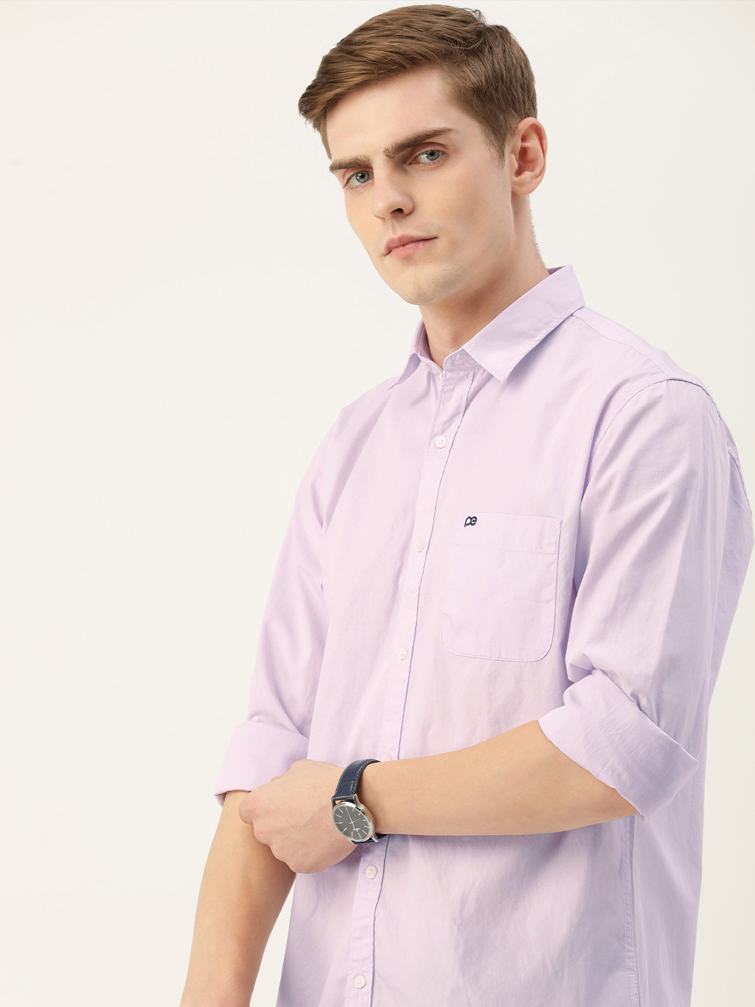 

Peter England Casuals Men Pure Cotton Slim Fit Opaque Casual Shirt, Lavender