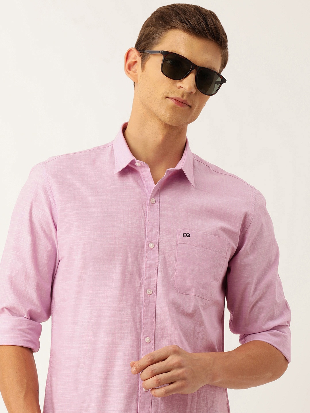 

Peter England Casuals Solid Slim Fit Pure Cotton Casual Shirt, Lavender