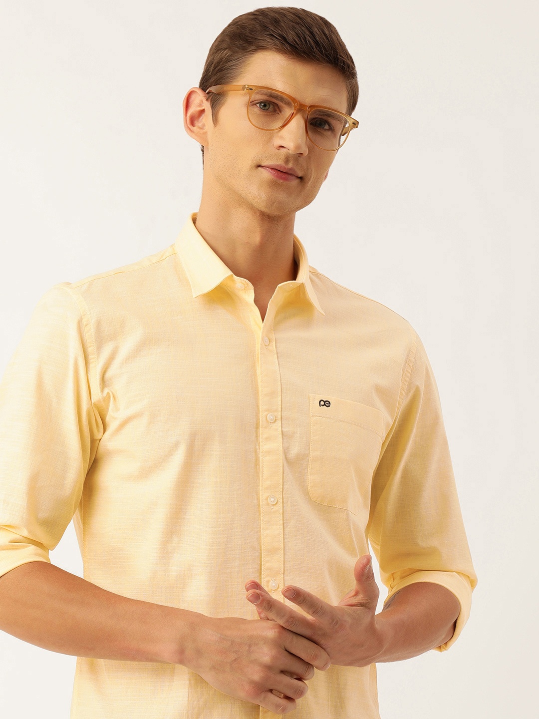 

Peter England Casuals Solid Slim Fit Pure Cotton Casual Shirt, Yellow