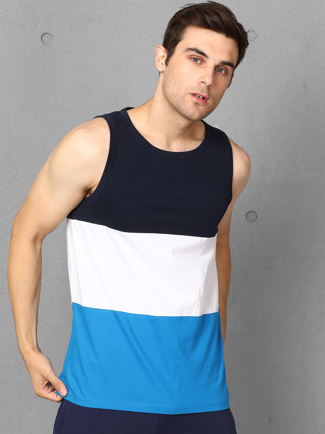 

Metronaut Colourblocked Pure Cotton T-shirt, Blue