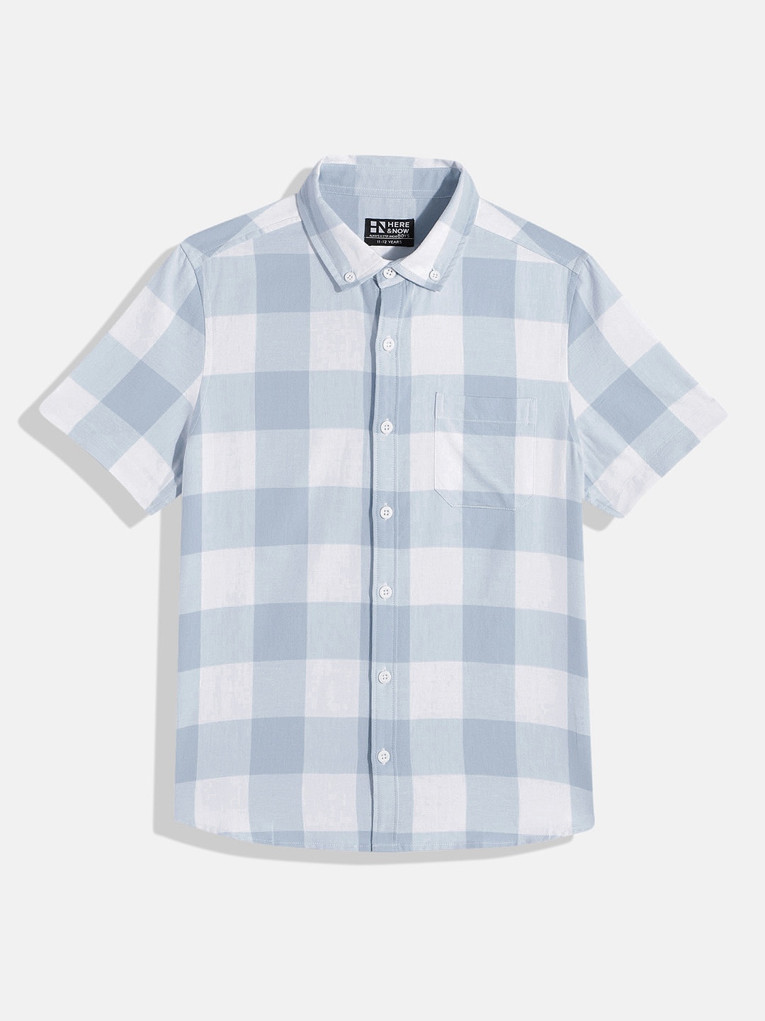 

HERE&NOW Boys Opaque Checked Casual Shirt, Blue