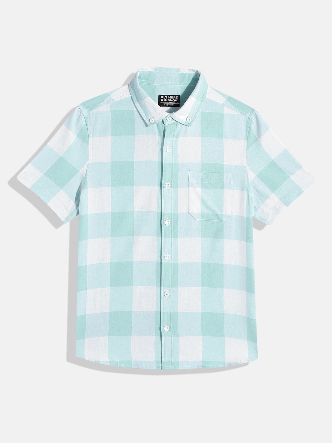 

HERE&NOW Boys Opaque Checked Casual Shirt, Sea green