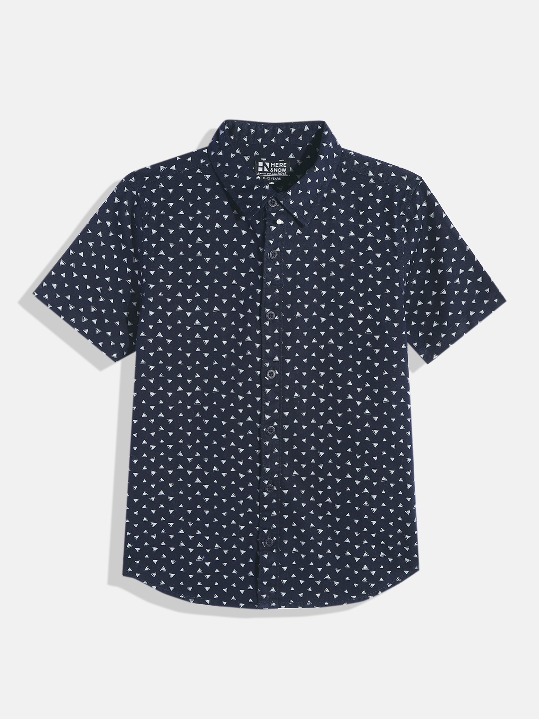 

HERE&NOW Boys Opaque Printed Casual Shirt, Navy blue