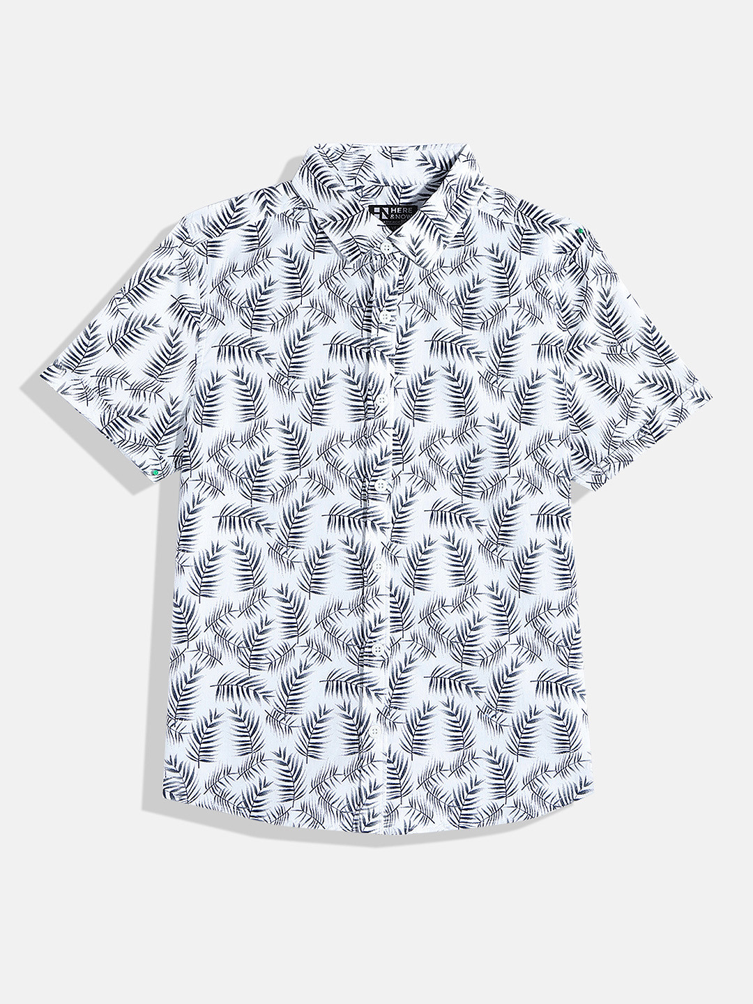 

HERE&NOW Boys Floral Printed Casual Shirt, White