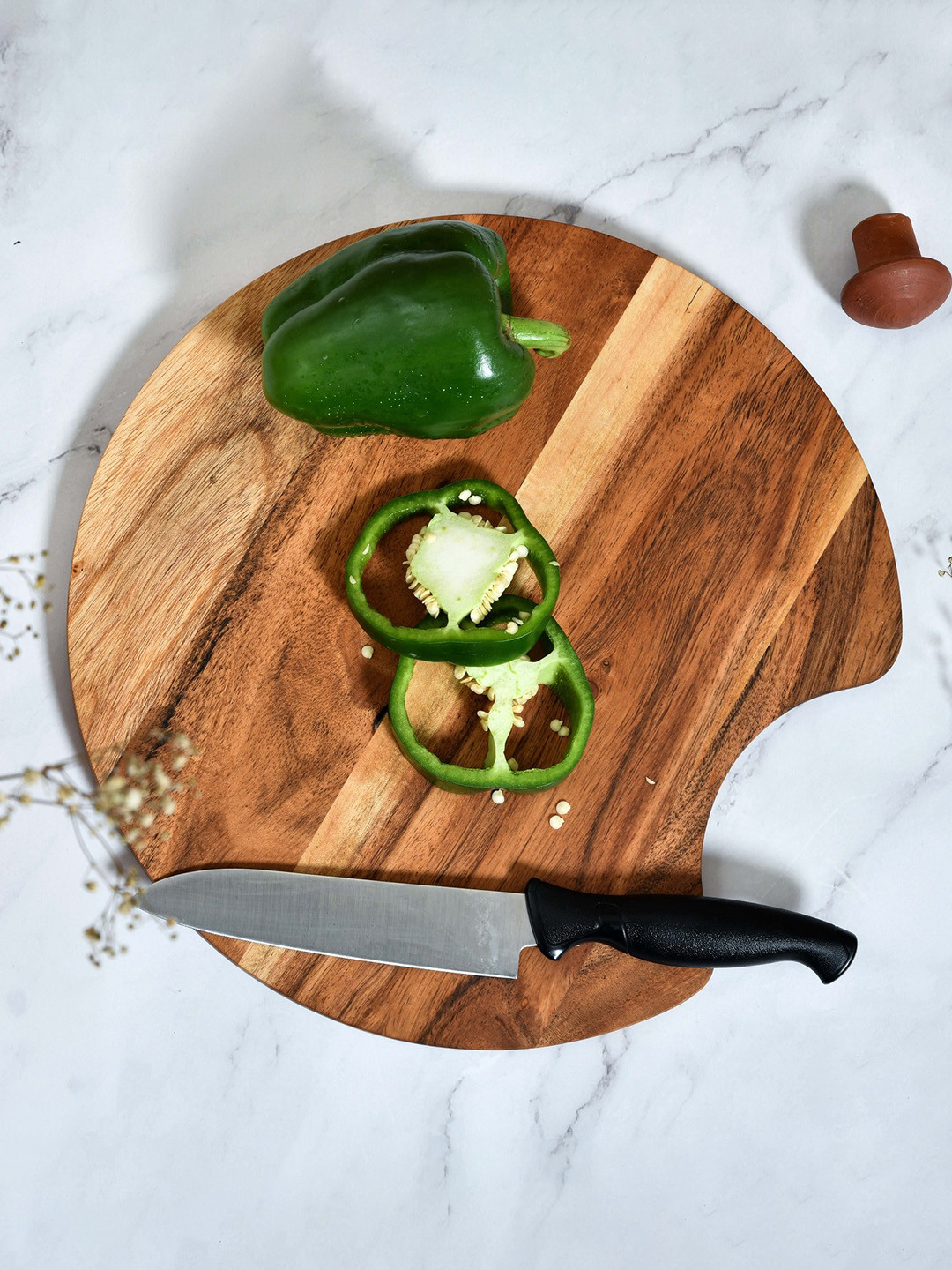 

JAIPUR FASHION MODE Brown Half Moon-Shaped Wooden Chopping Board