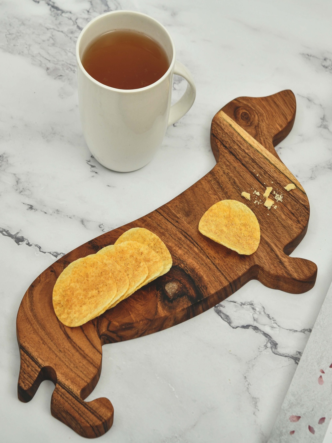 

JAIPUR FASHION MODE Brown Dog Shaped Platter Wood Chopping Board