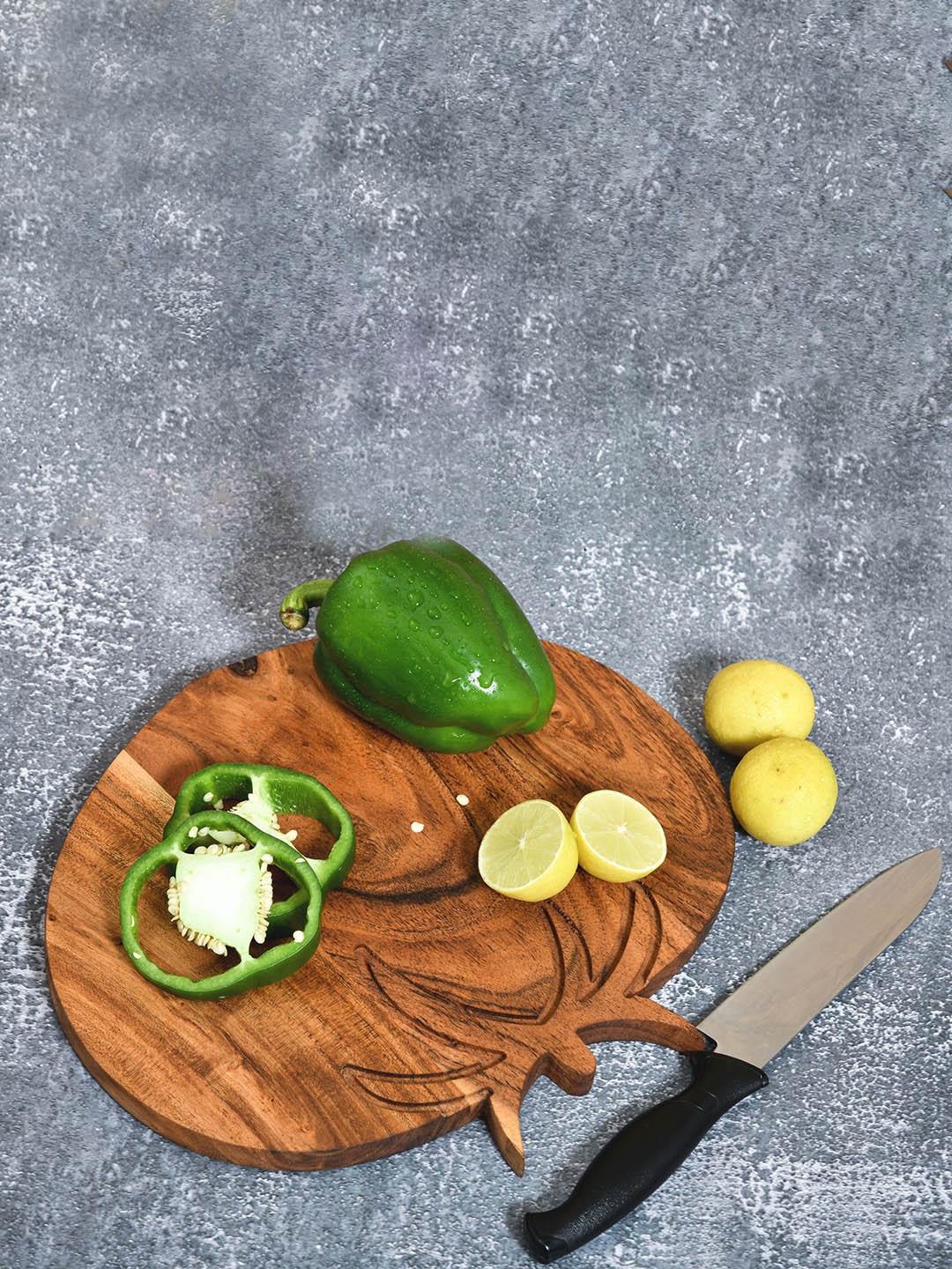 

JAIPUR FASHION MODE Brown Tomato-Shaped Wooden Chopping Board