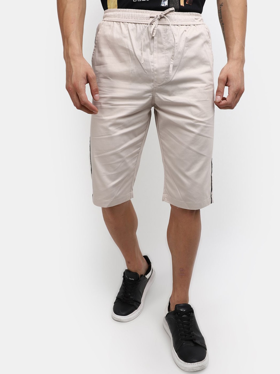 

V-Mart Men Mid-Rise 3/4th Twill Cotton Shorts, Beige